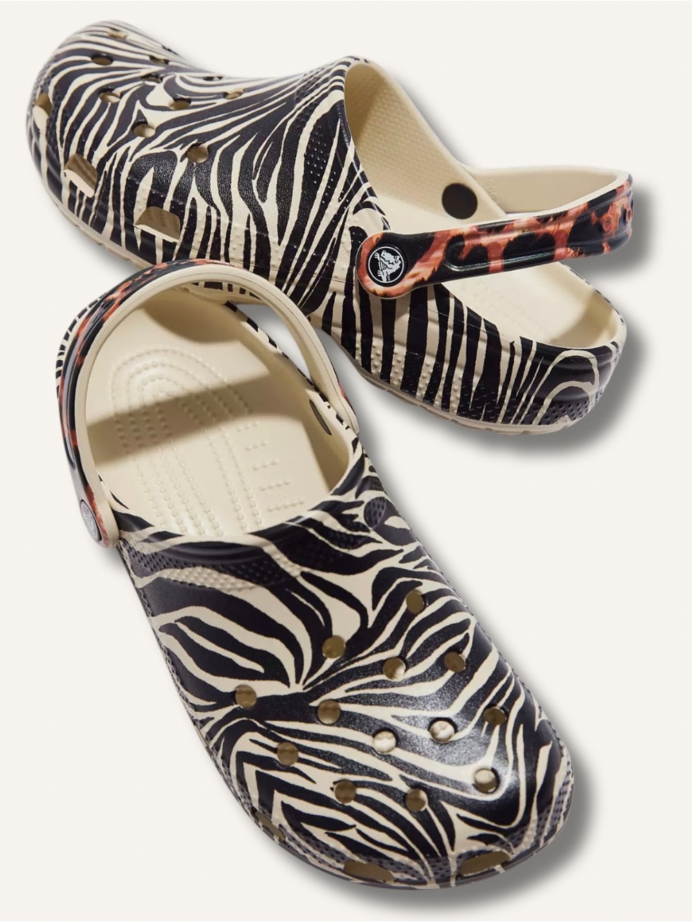 Crocs Classic Animal Remix Clogs Zebra Print Leopard Strap W7 M5